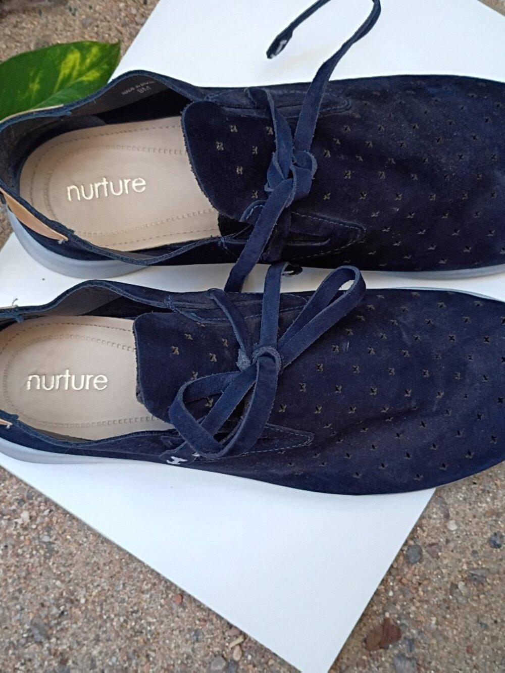 Nurture Suede Laser Cut Lace Up Comfort Sneakers Navy Blue Size 8M